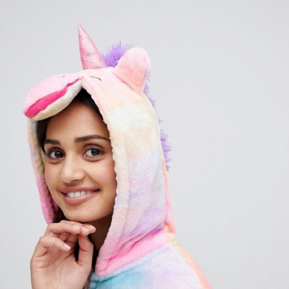 *SOLD* NWOT Asos Loungeable Rainbow Unicorn Onesie - Picture 6 of 6